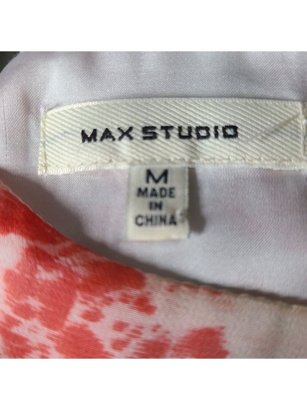 MAX STUDIO Mid Length Sheer Abstract Print White & Red Sleeveless Dress Size Med - Picture 9 of 10